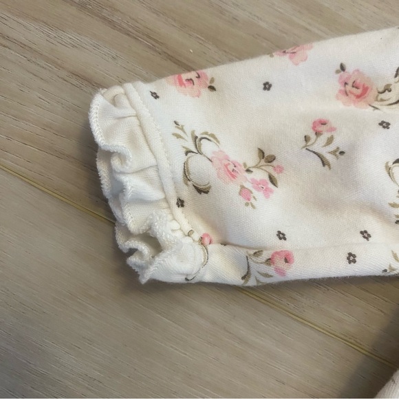 Little Me Pink and White Floral Sleeper with Headband - Picture 5 of 5